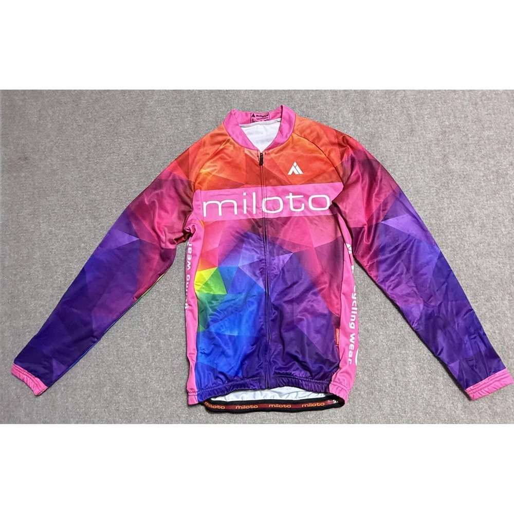 Miloto Cycling Jacket Mens Large‎ Multicolor Pro Cycling Wear Full Zip Polyester